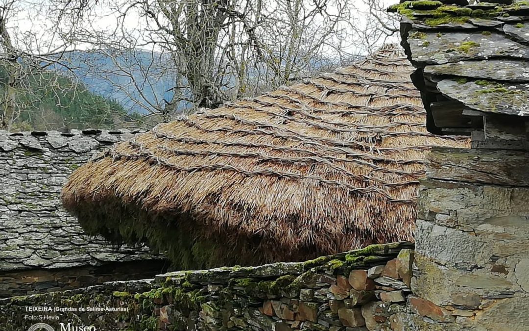 Cubierta de paja de centeno en hórreo en Teixeira, Grandas de Salime